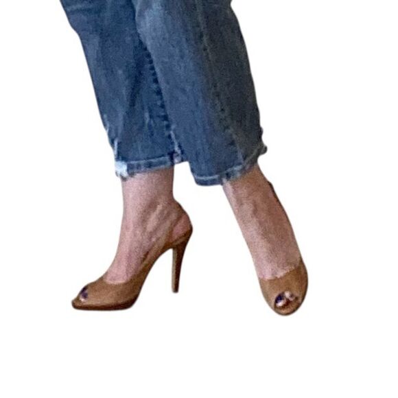 Steven Tan Leather Peep-Toe Slingback Heels Sz 7 - Picture 5 of 6